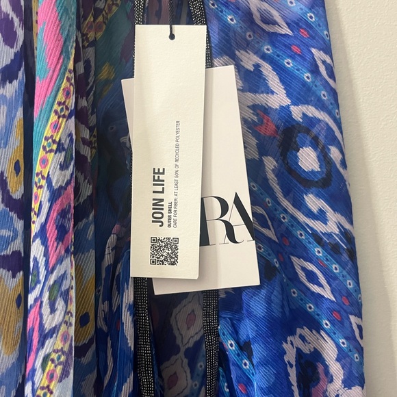 Zara swing halter top geometric print blue NWT small‎ - Picture 4 of 4
